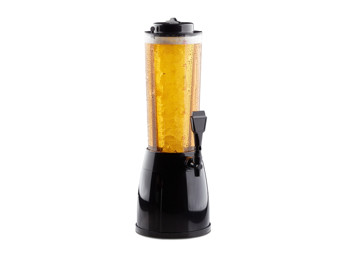 Torre de cerveza Relaxdays con grifo, Alto x Ancho x Profundidad: 50 x 23 x 18 cm, Capacidad 2,5 L, Torre de cerveza, Negro