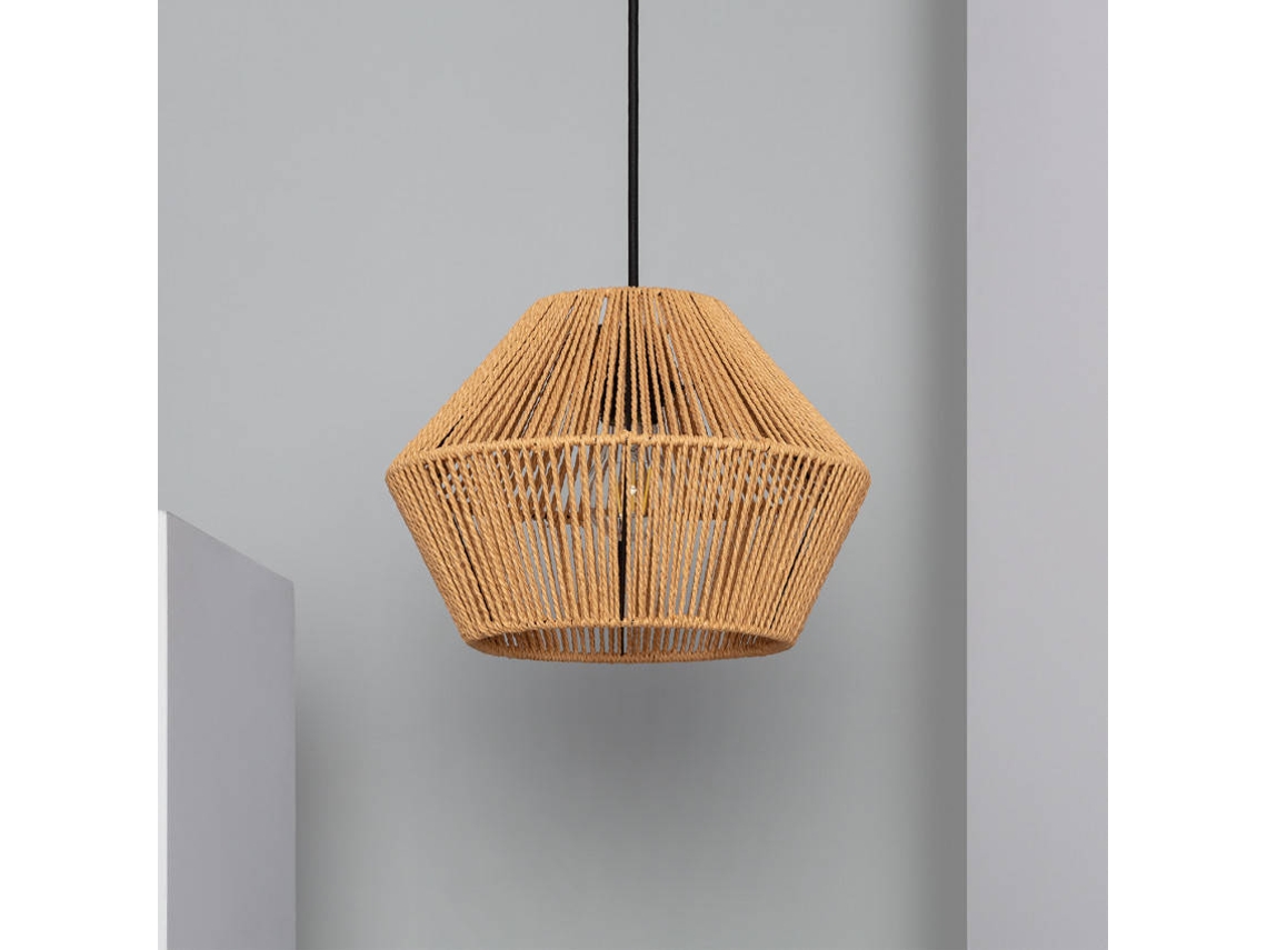 Lámpara de Suspensión ILUZZIA (Beis - Trenza de Papel - 173x30x30 cm)