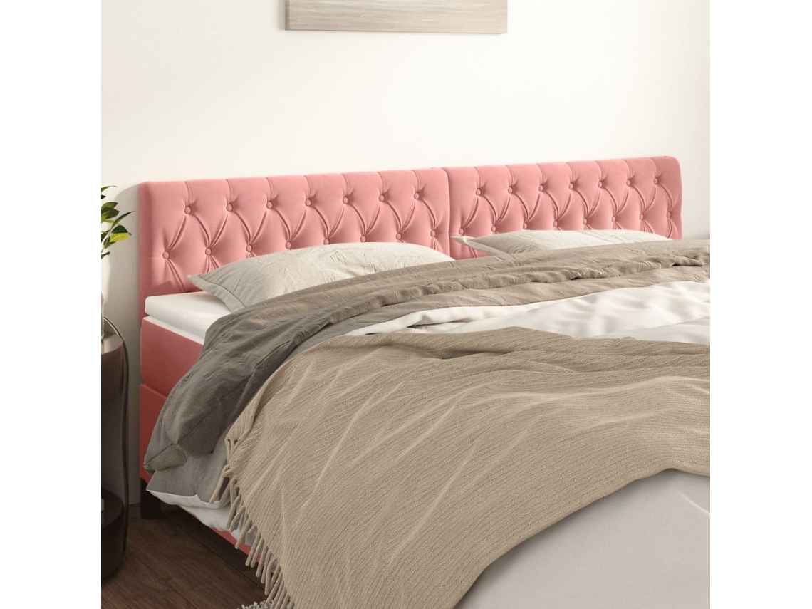 Pack 2 Uds Cabeceroscabecero De Camapanel De Cabecera De Terciopelo Rosa 100x7x78/88 Cm