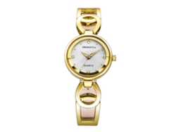 Reloj De Cuarzo Para Mujer Con Diamantes De Imitación, Esfera Redonda, Resistente Al Agua, Blanco.
