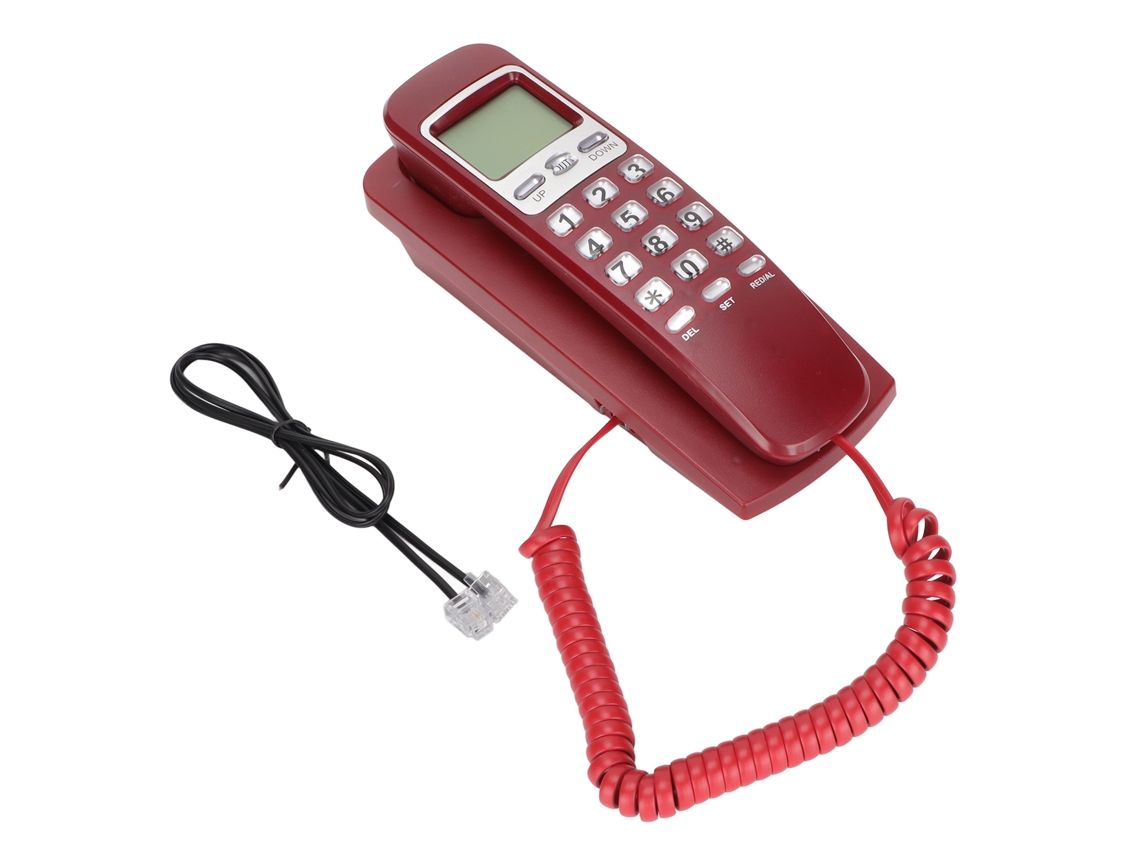 Teléfono fijo con pantalla LCD y función de remarcación