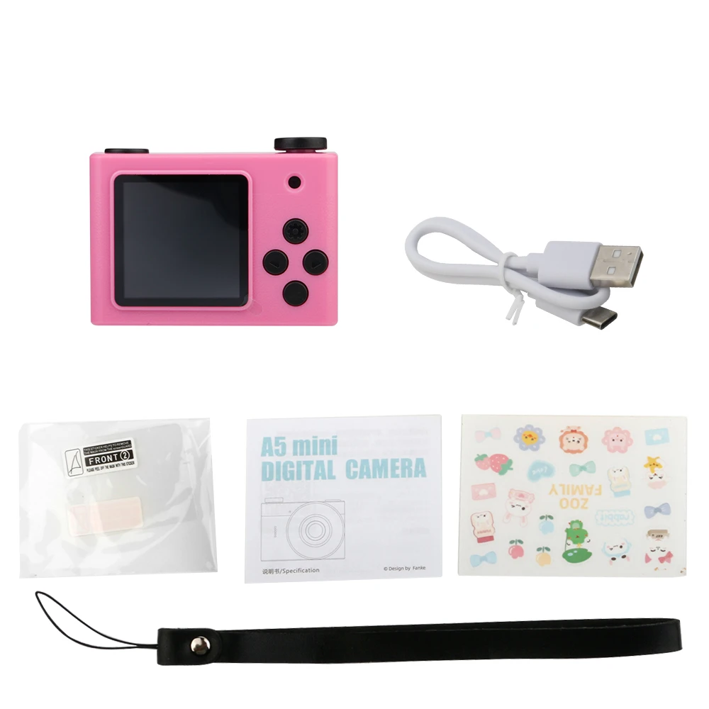 Mini Câmera Digital 720p com Tela, Filmadora Infantil, Gravador Dv MDUG (rosa 64gb)