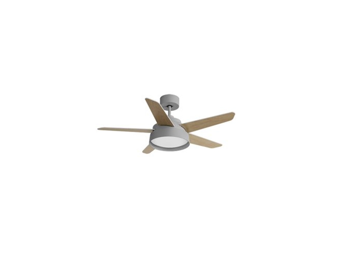 Ventilador 25w Dc Gris Lebeche 5 Aspas Rev. Blanca/haya 6 velocidades 3000-4000-6000k 132d Remoto,memoria Y Temporizador FABRILAMP