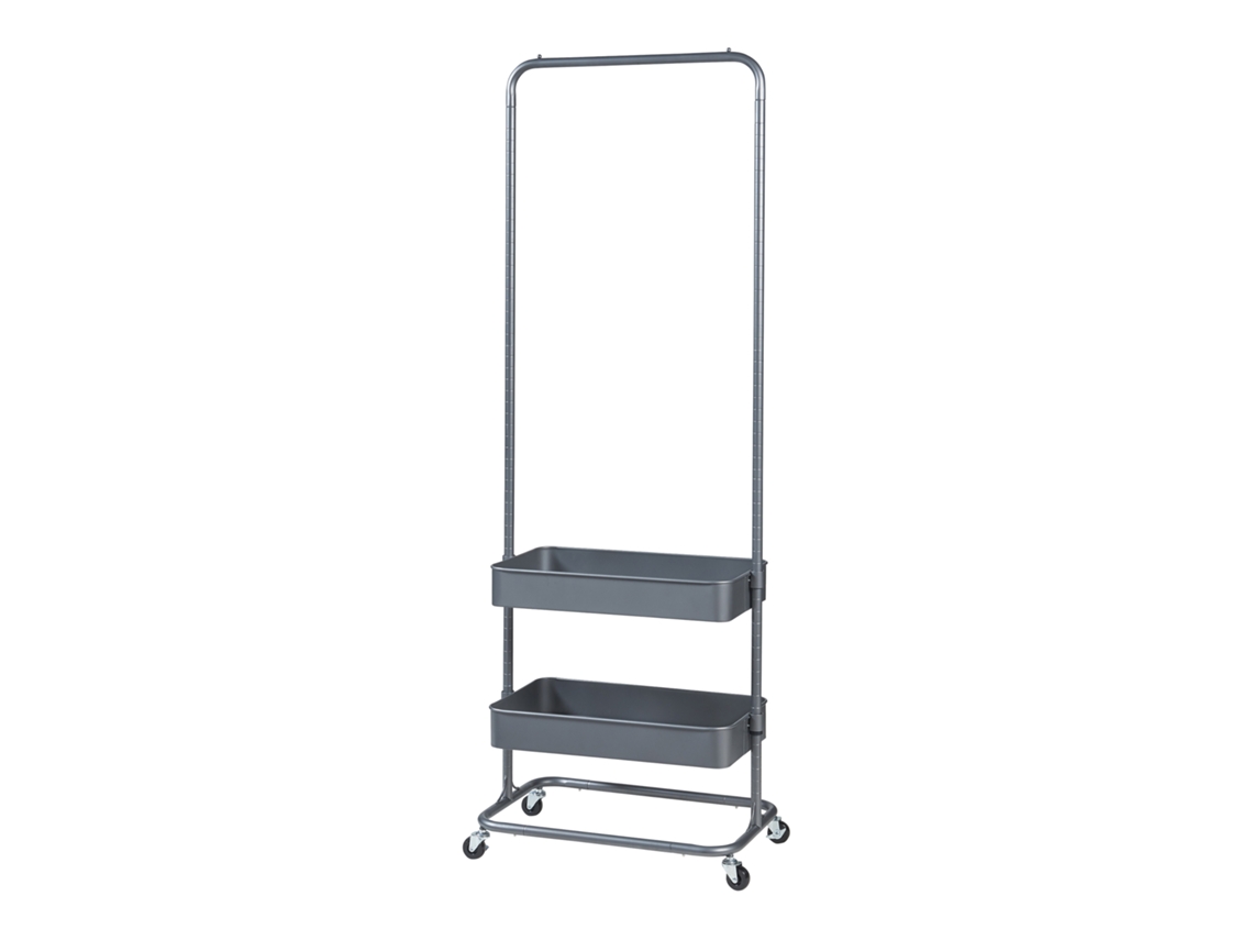 Perchero burro Kumad con ruedas 2 cajas metal 175x58x36cm - Gris oscuro [EN.CASA]