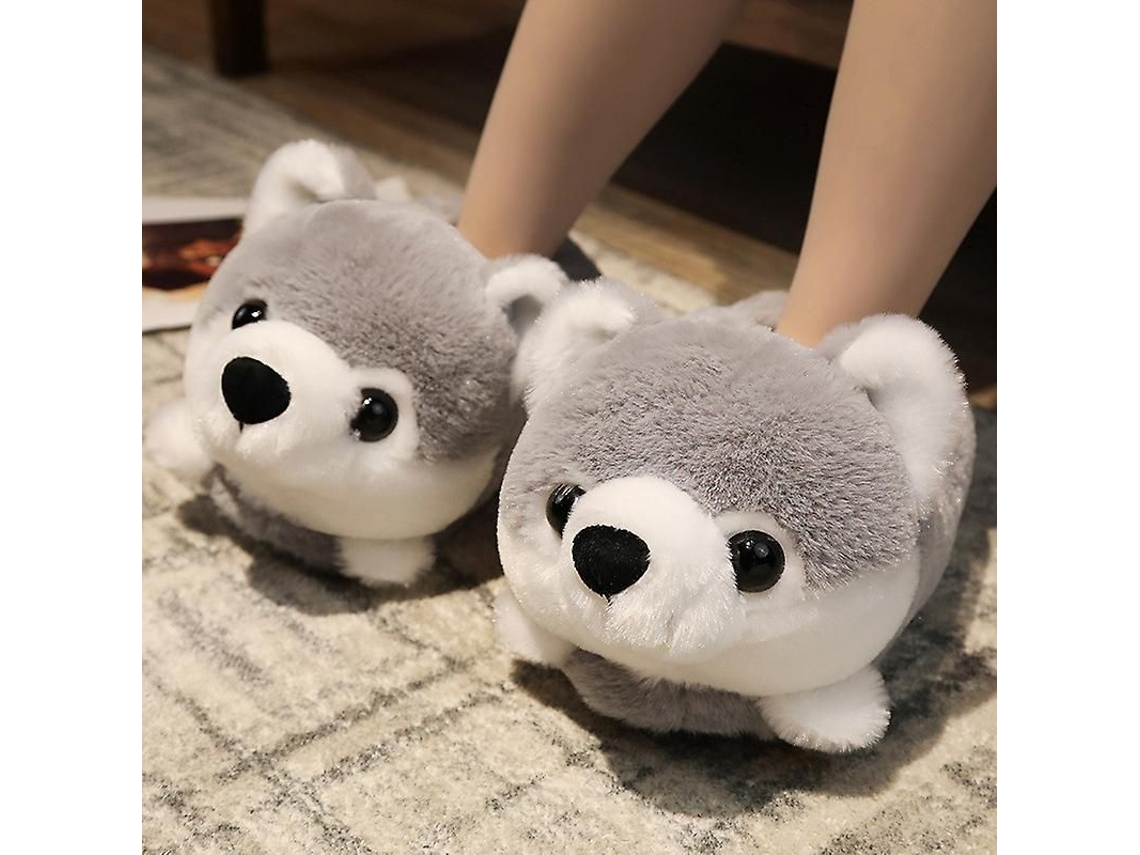 Pantuflas De Peluche Con Forma De Conejo, Hámster O Perro, Cómodas Y Antideslizantes Para El Invierno.
