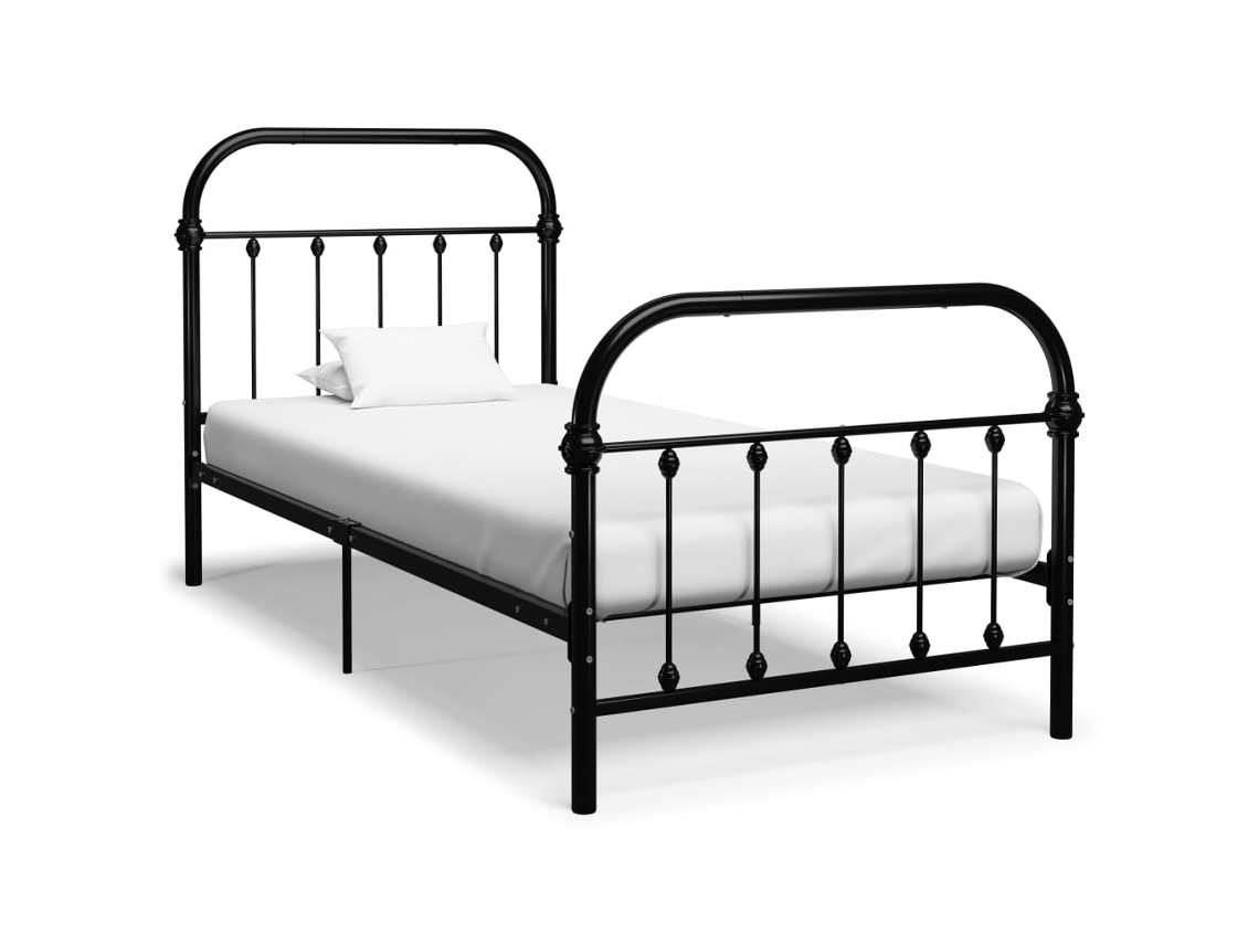 Estructura De Cama Sin Colchón Metal Negro 100x200 Cm