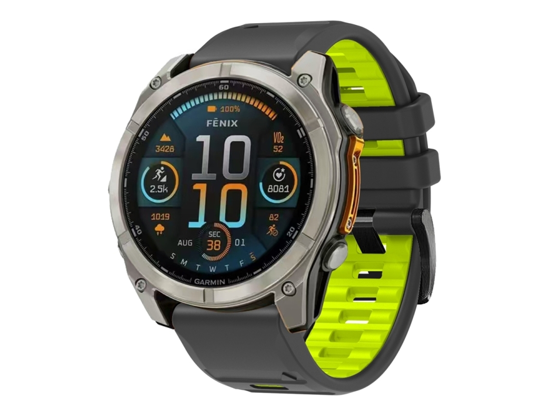 Bracelete Para Garmin (22mm) - Silicone - Liberação Rápida - Duas Cores Preto Lima