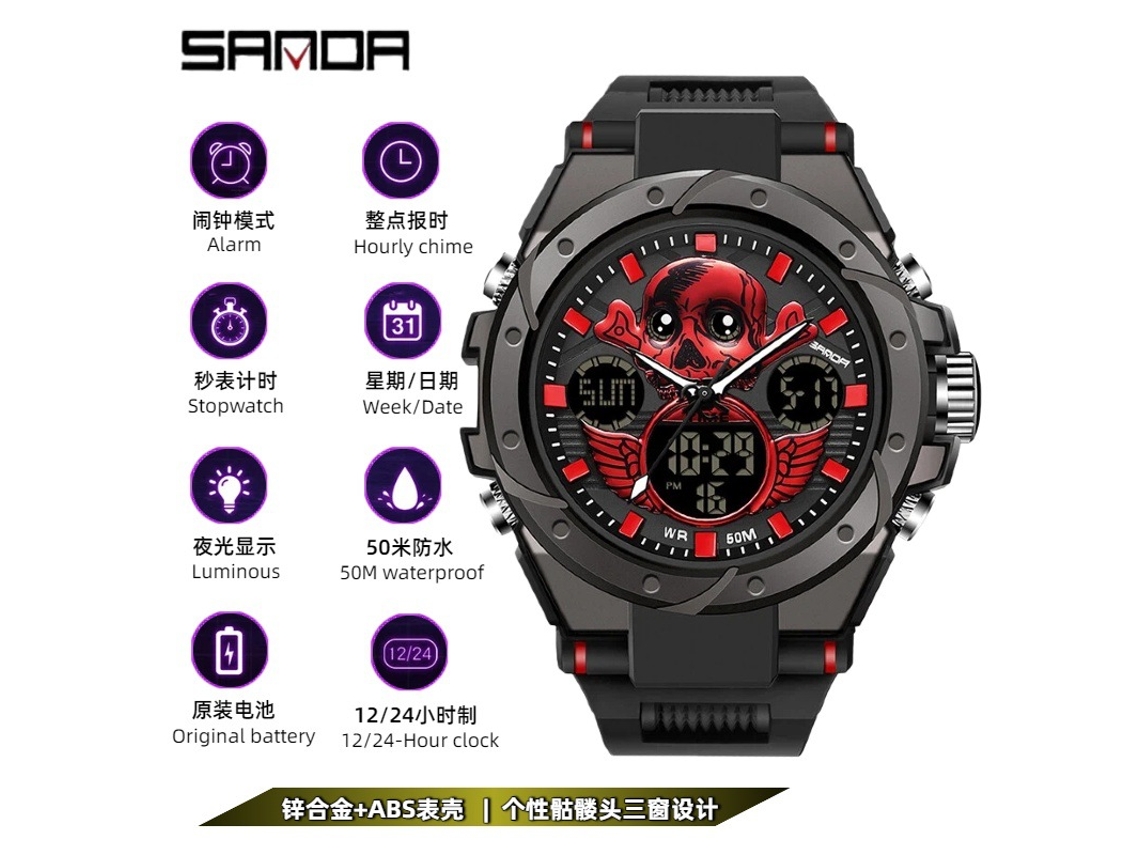 Reloj deportivo luminoso MDUG, resistente al agua, estilo Harajuku (azul royal para hombre)