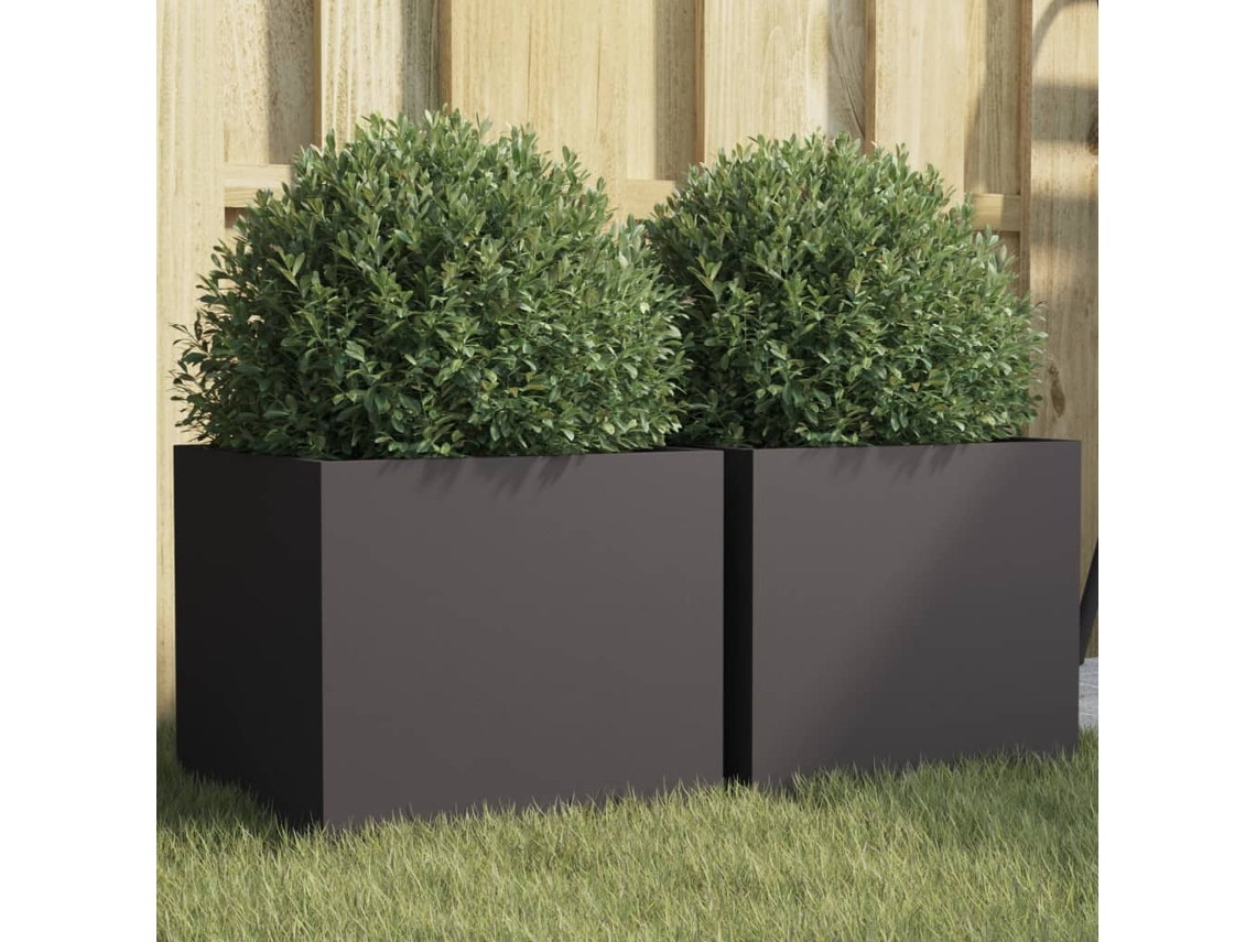 Jarrones/jardineras 2 uds 32x30x29 cm acero negro Dkd Home Decor