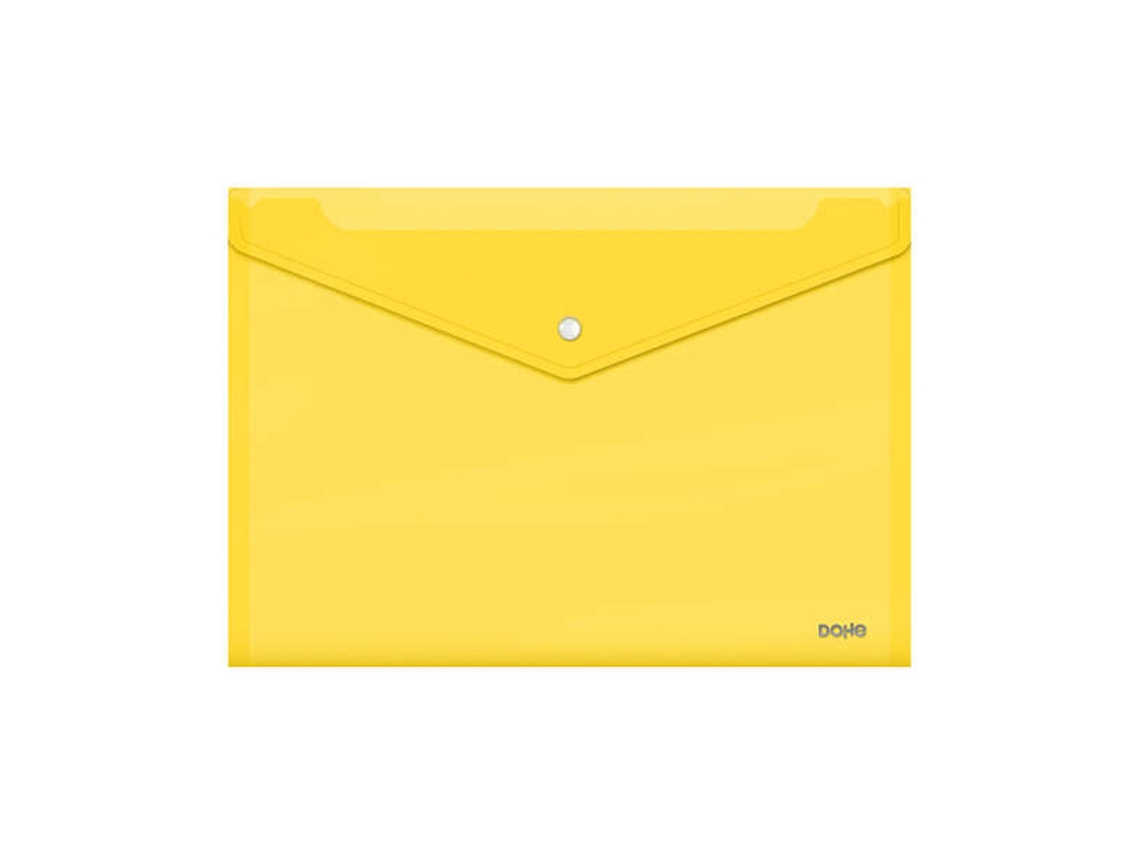 Portadocumentos Dohe Folio con Cierre, Polipropileno Cristal Transparente, 150 Micras, Color Amarillo