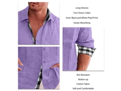 Camisa Jaqueta Masculina De Manga Longa Xadrez Casual Com Bolso Laranja Xxl