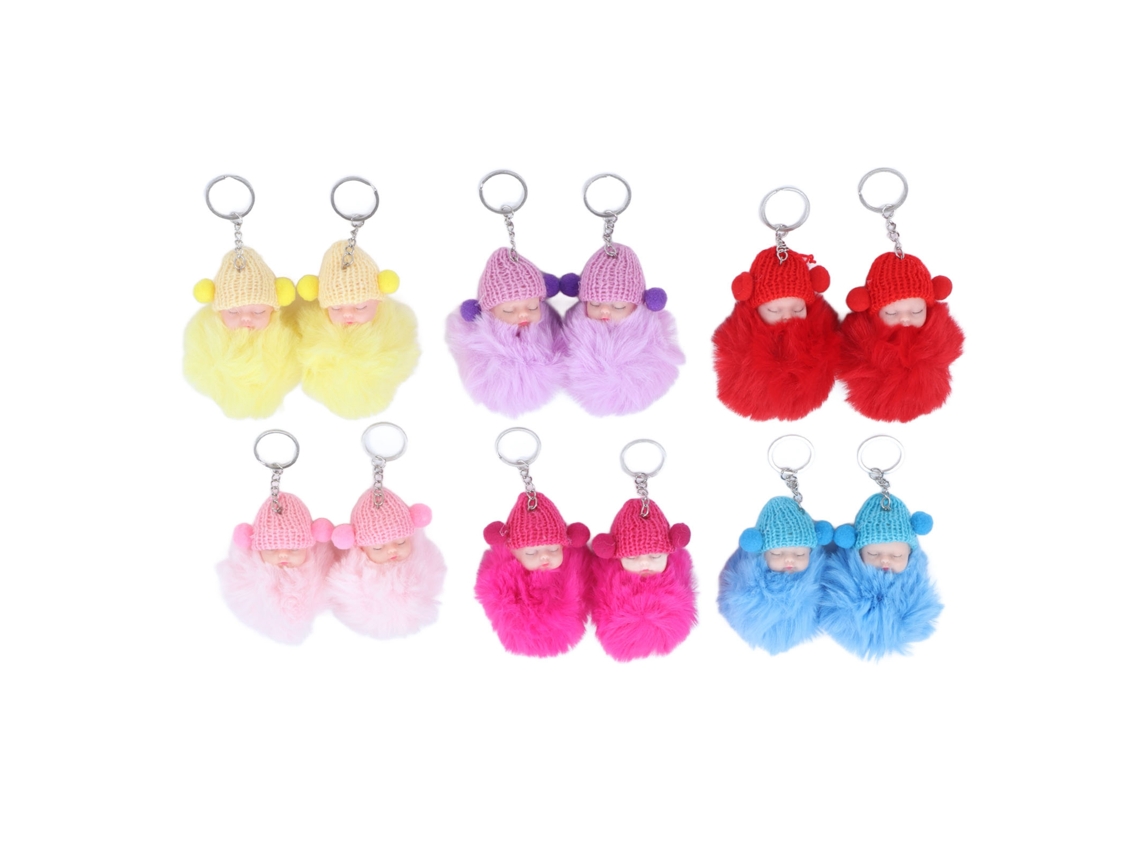 Ats-12 Colgantes De Bebé Dormido Llavero Peluche Fluffy Cute Muñeco Emulatsivo Para Bolso Carter No.892-15