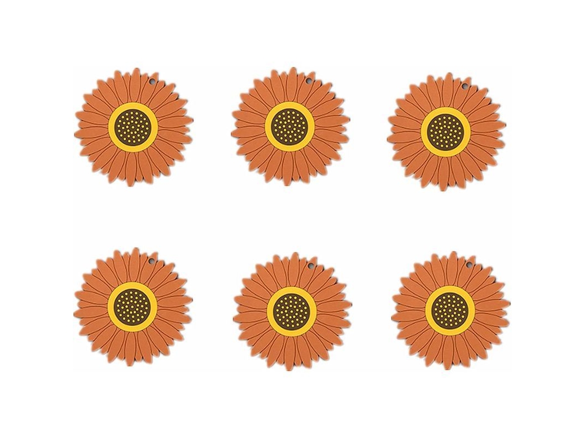 Almohadillas De Mesa Aislantes Silicona 6 Piezas Flor De Girasol Redondas Decoración Navidad Boda Marrón 15.5cm
