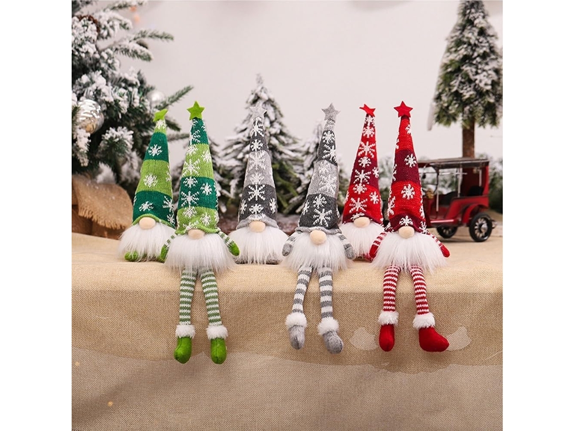 Adornos navideños de gnomos, decoración de mesa con adorno iluminado para el árbol (3 piezas, pierna larga)