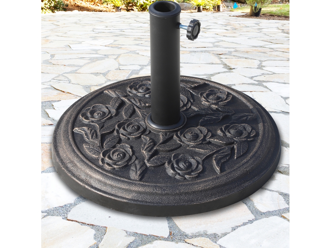 Base Para Guarda-sol De Jardim Pmm Capitali De 9 Kg, Suporte Redondo Em Resina Para Mastros De 38 Mm/48 Mm, Ø45,5 X 31 Cm, Bronze
