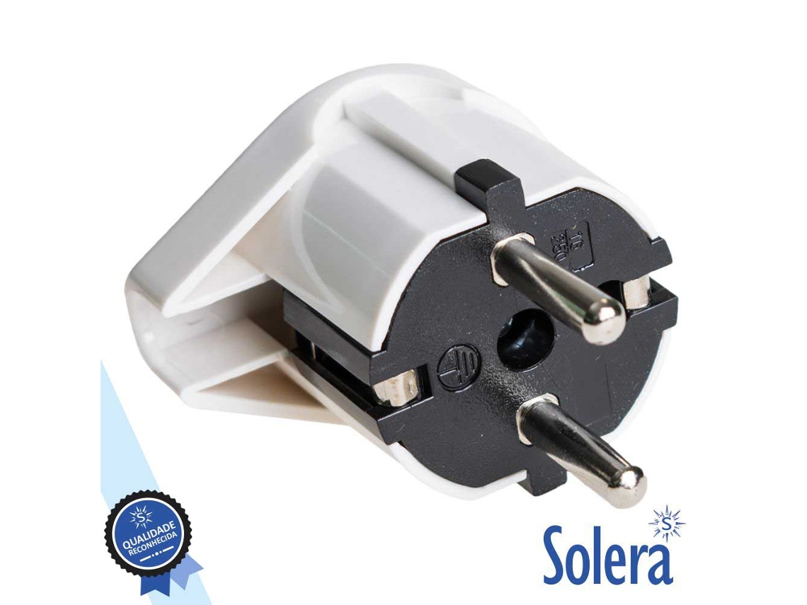 Conector Schuko macho con toma de tierra lateral 220V Solera blanco