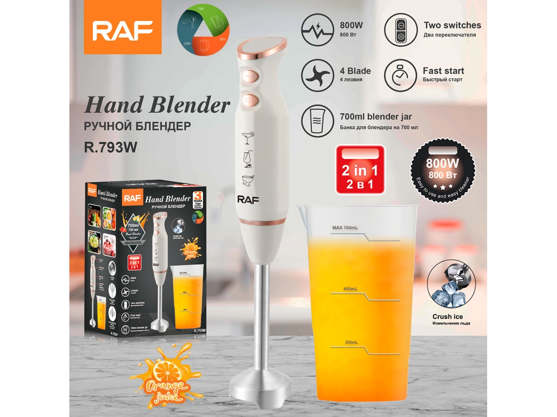 (blanco) Estándar Europeo - Licuadora/batidora Eléctrica 2 En 1 De Acero Inoxidable Para Cocina Doméstica