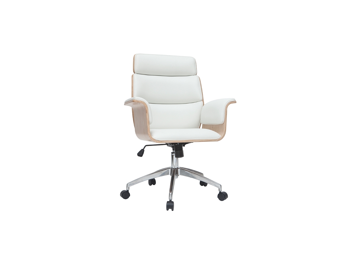 Sillón de Escritorio Blanco Y Madera Clara Elon MILIBOO