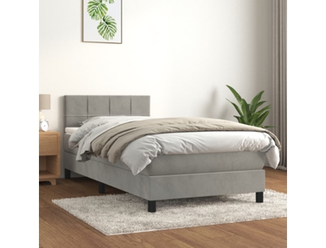 Cama con somier VIDAXL (Gris - Terciopelo - 193 x 90 x 88 cm)