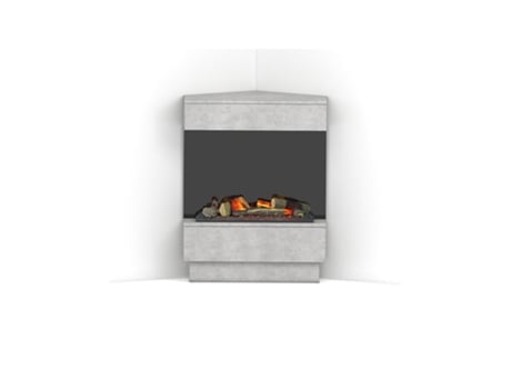 Chimenea eléctrica esquinera LED TARAVO Cemento / Negro 70 x 95 x 30/65 400 / 600 OUTINFIRE
