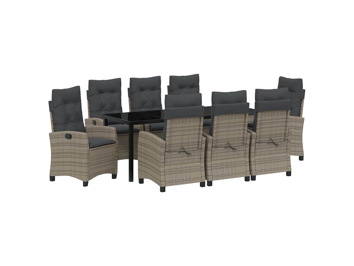 Maison Exclusive - Conjunto De Comedor De Jardín 9 Pcs Gris Ratán Sintético
