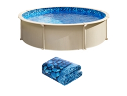 Revestimiento De Piscina Redondo Succebuy De 8 Pies Con Revestimiento De Vinilo Superpuesto Para Pared De 54 Pulgadas