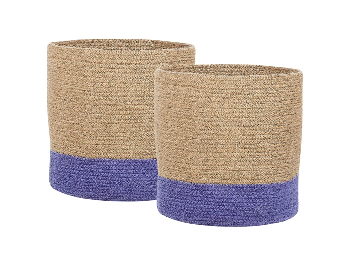 Juego de accesorios decorativos BELIANI Bulanik de Yute Beige 37x37x33