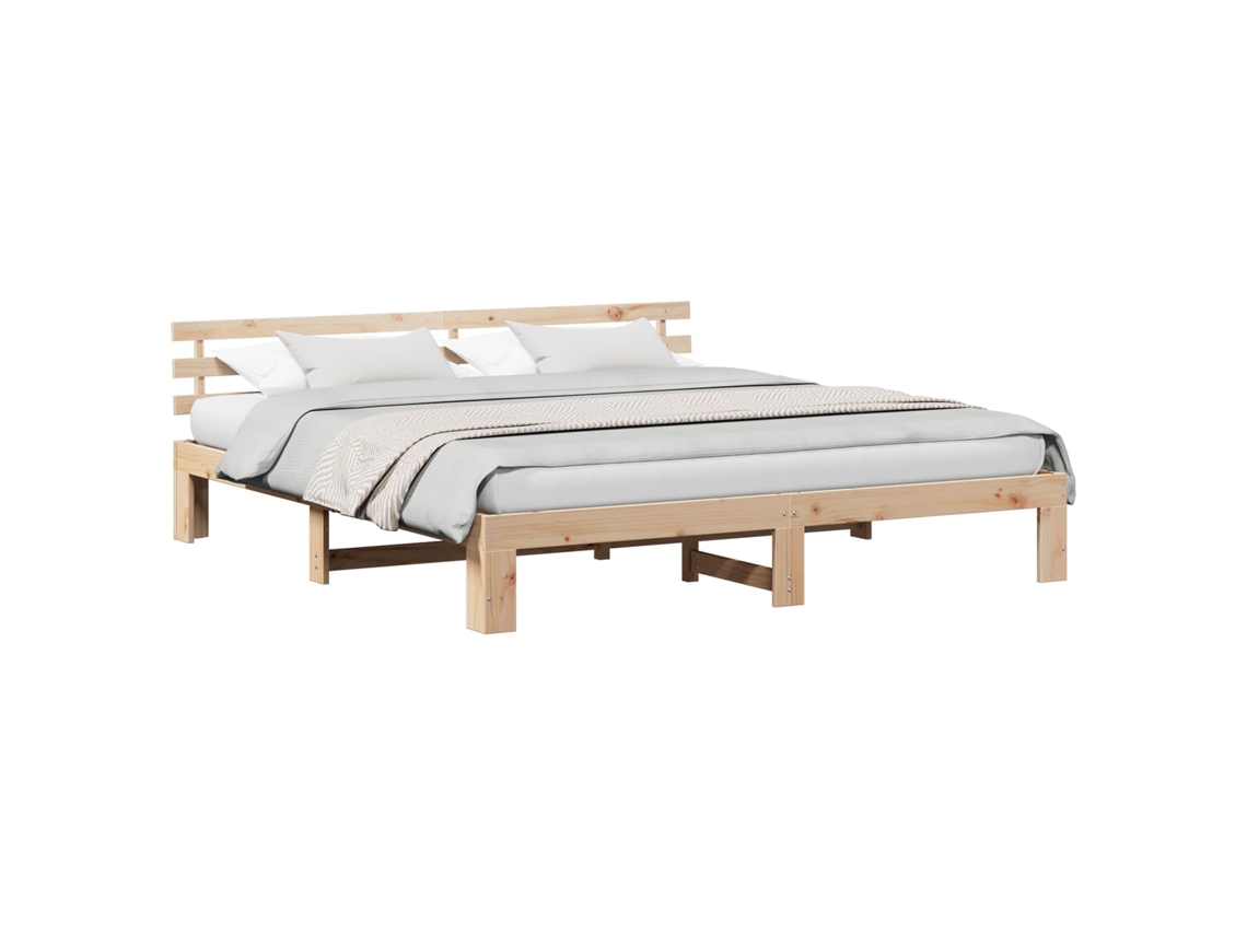 Maison Exclusive - Estructura De Cama Natural 200 X 200 Cm Madera De Pino Macizo