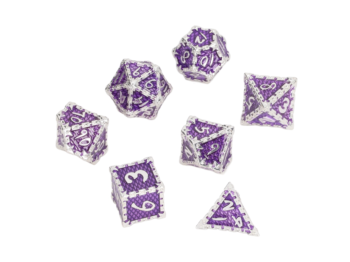 Jinwei-7pcs Dados Metal Exquisitos Ligeros Con Números Claros Para Juegos De Rol Y Mesa