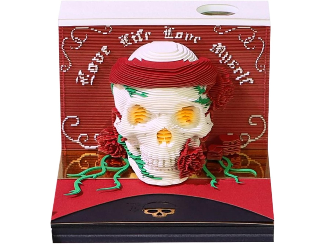 Calendario 3d 2026 - Bloc De Notas Con Diseño De Escultura De Papel Hojas Desmontables Y Calavera De