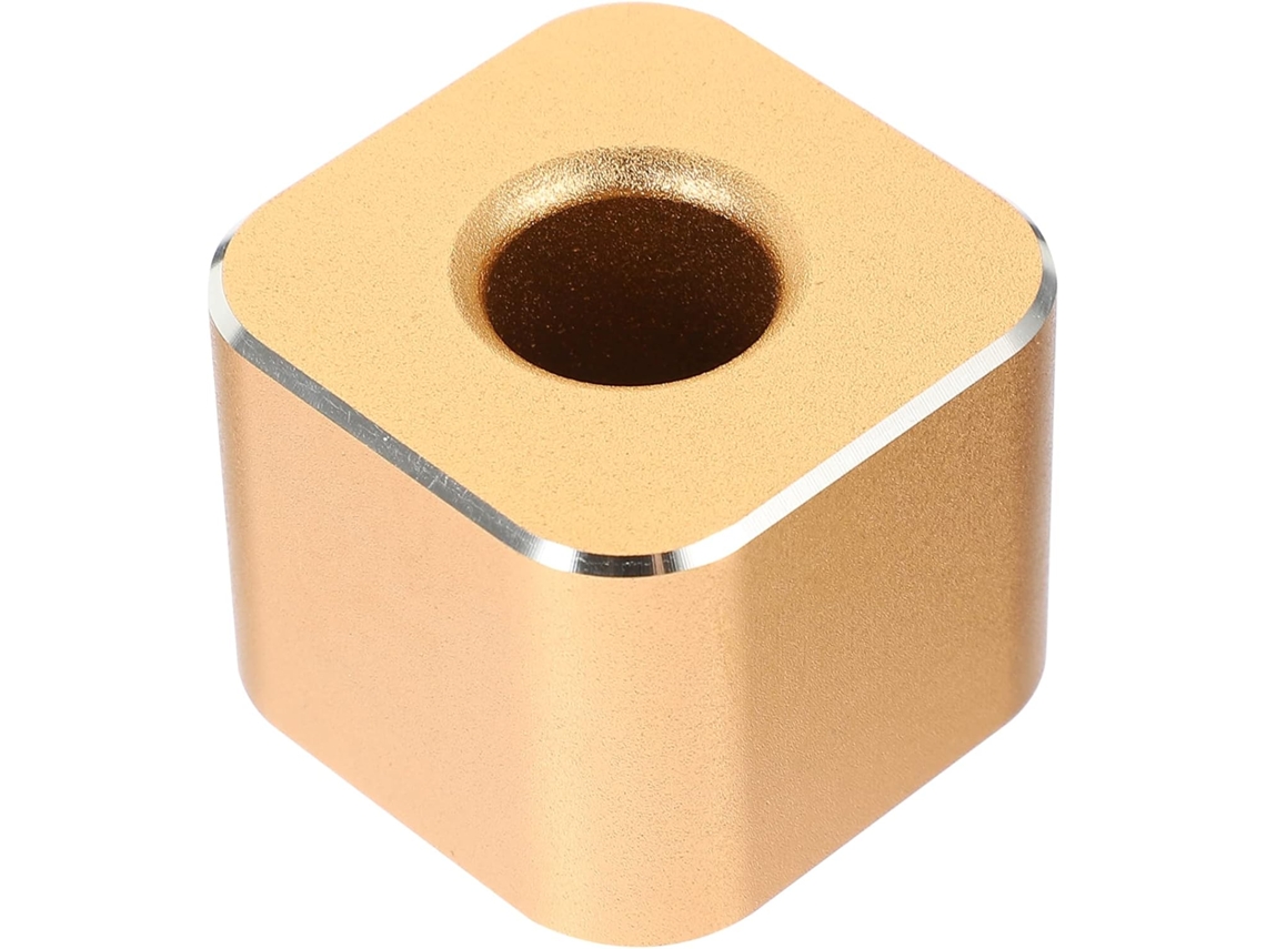 Mini portalápices cuadrado de aleación de aluminio con agujeros redondos, soporte metálico dorado.