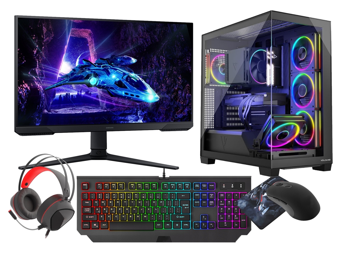 Stellar Ryzen 7 5700x RTX 5060 SSD de 32 GB y 1 TB con wifi, pantalla LCD de 24 pulgadas, 180 Hz, W11 Vist