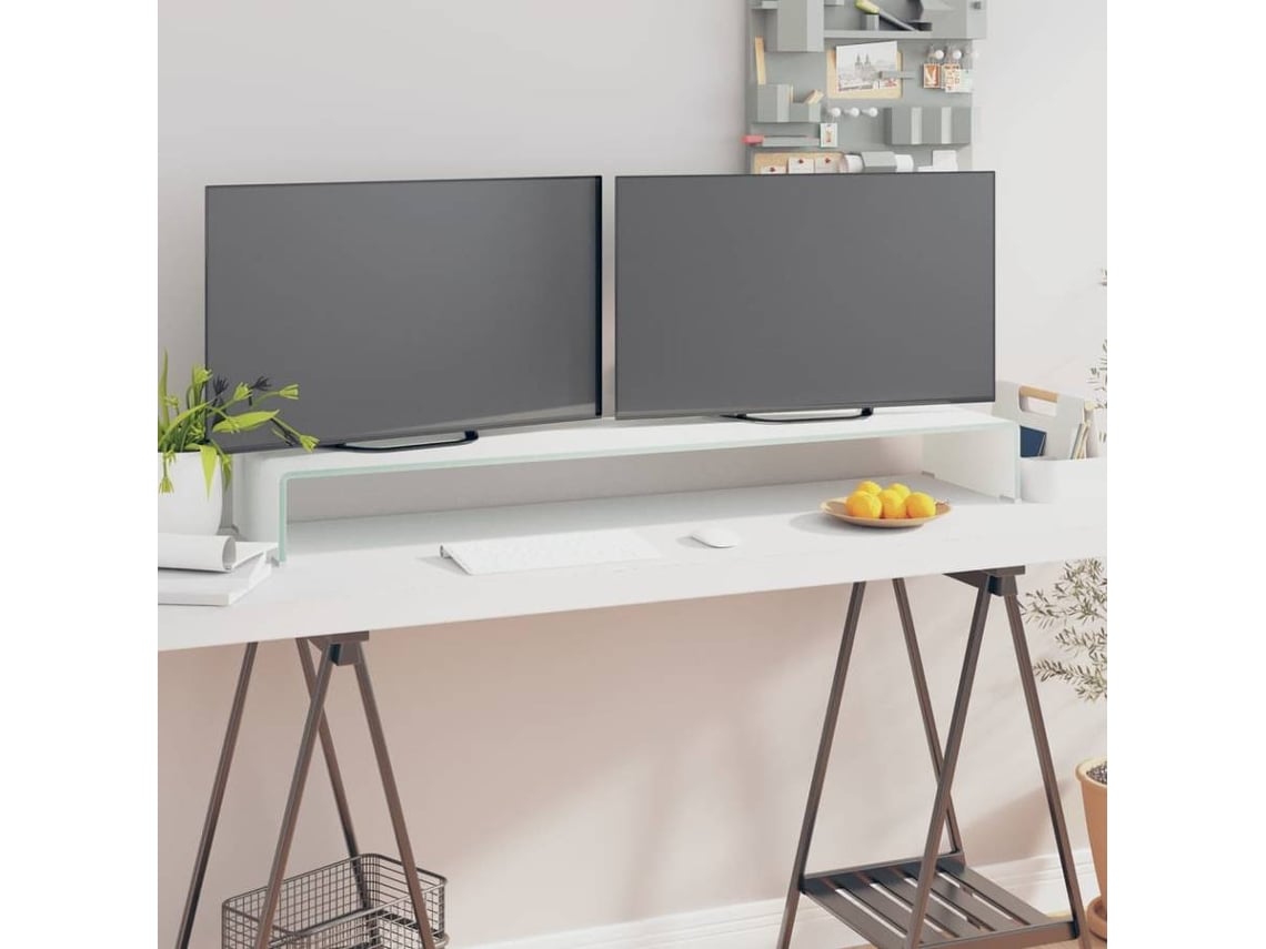 vidaXL Soporte para TV/Elevador monitor cristal blanco 120x30x13 cm