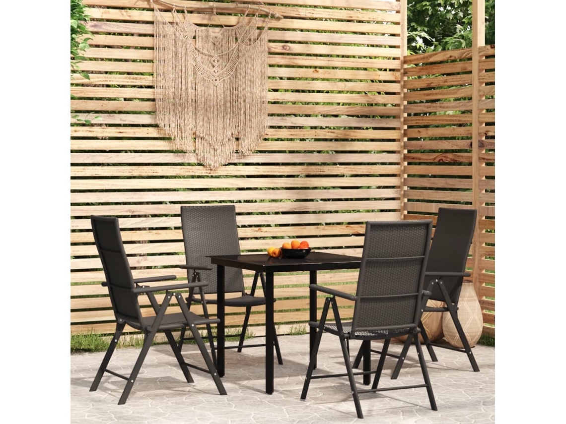 Juego de comedor de jardín negro de 2 piezas Dkd Home Decor