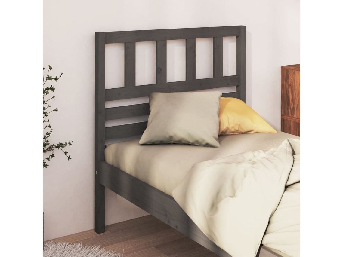 Cabecero De Cama Madera Maciza De Pino Gris 106x4x100 Cm