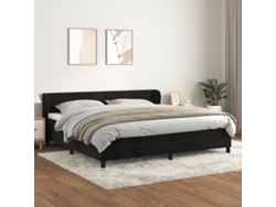 Cama Box Spring Con Colchón Terciopelo Negro 200x200 Cm