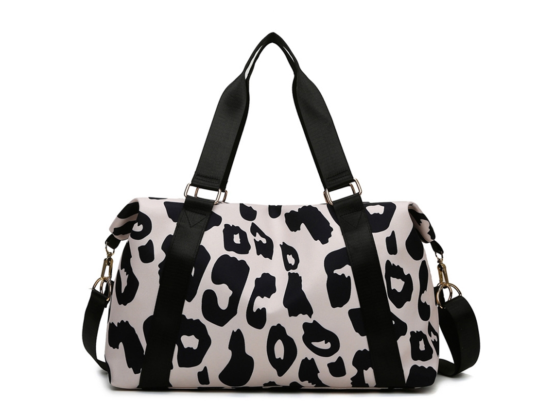 KOFIHETY Bolsa de viaje versátil con estampado azteca de leopardo y vaca, con correa de hombro ajustable para mujeres en la playa y compras.
