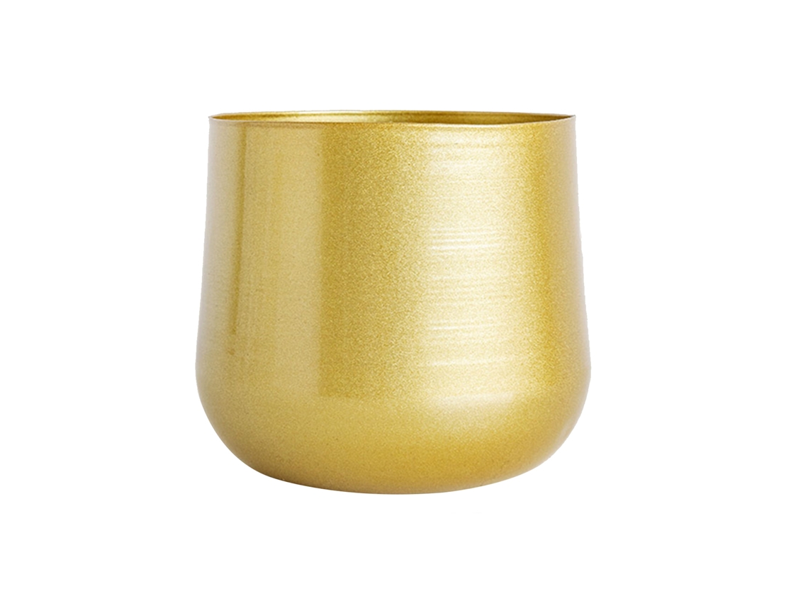 Jarrón decorativo moderno de hierro dorado para el hogar.
