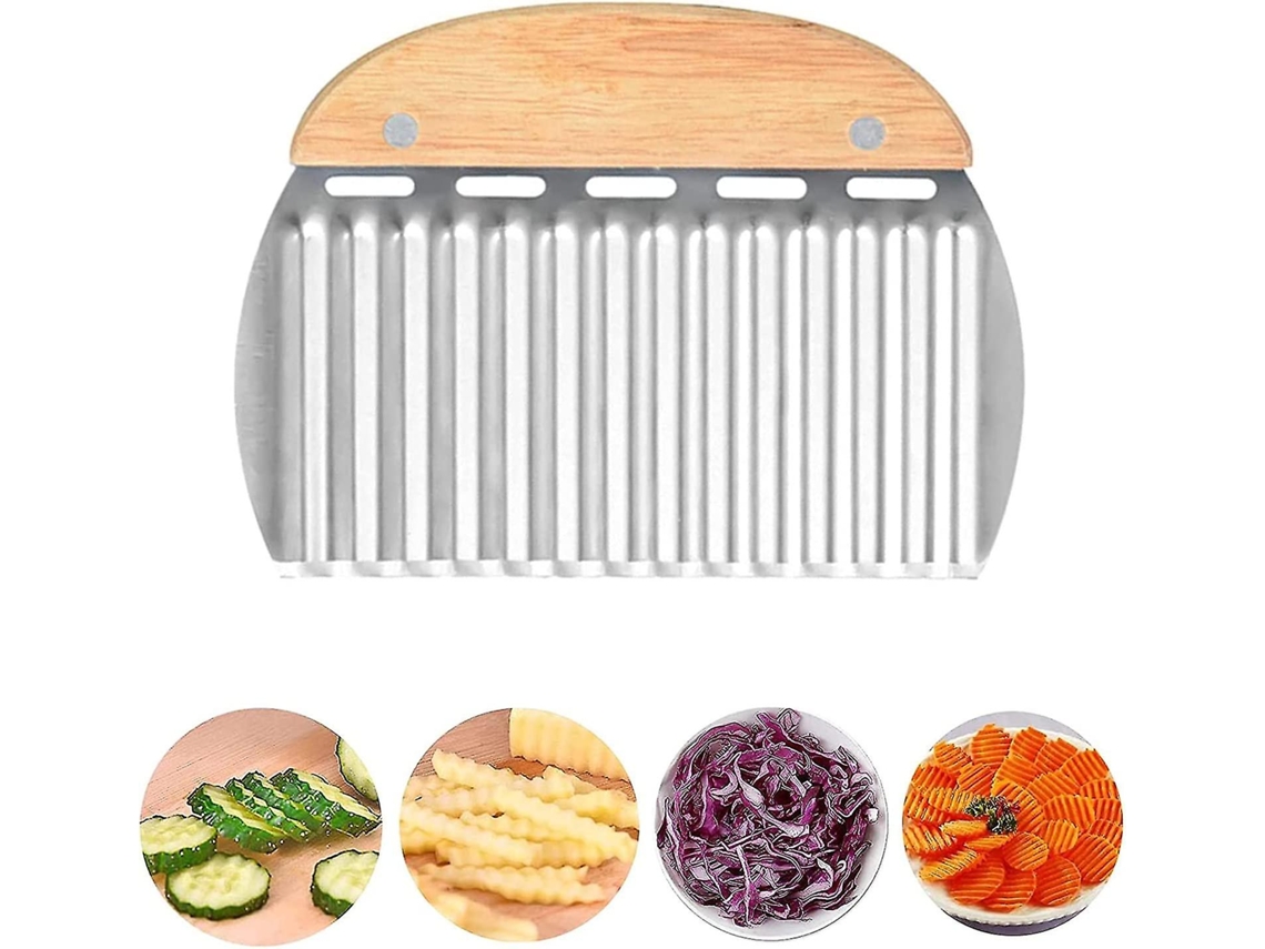 Cortador de patatas ondulado de acero inoxidable, cuchilla ondulada para patatas, papas fritas y frutas, cuchilla para verduras. Everley891