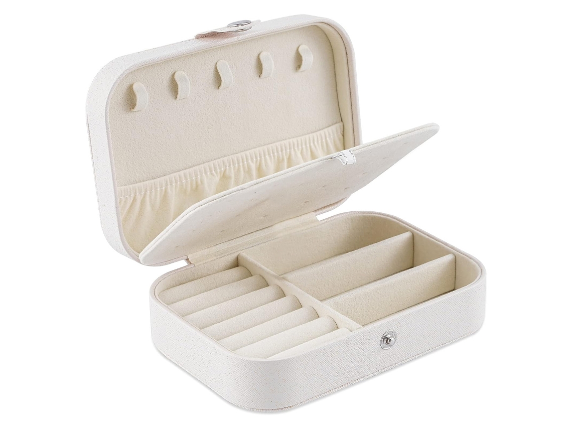 Caja de Organización Joyas Capa Viaje Piel Blanco (18x13x6cm) Kofihety