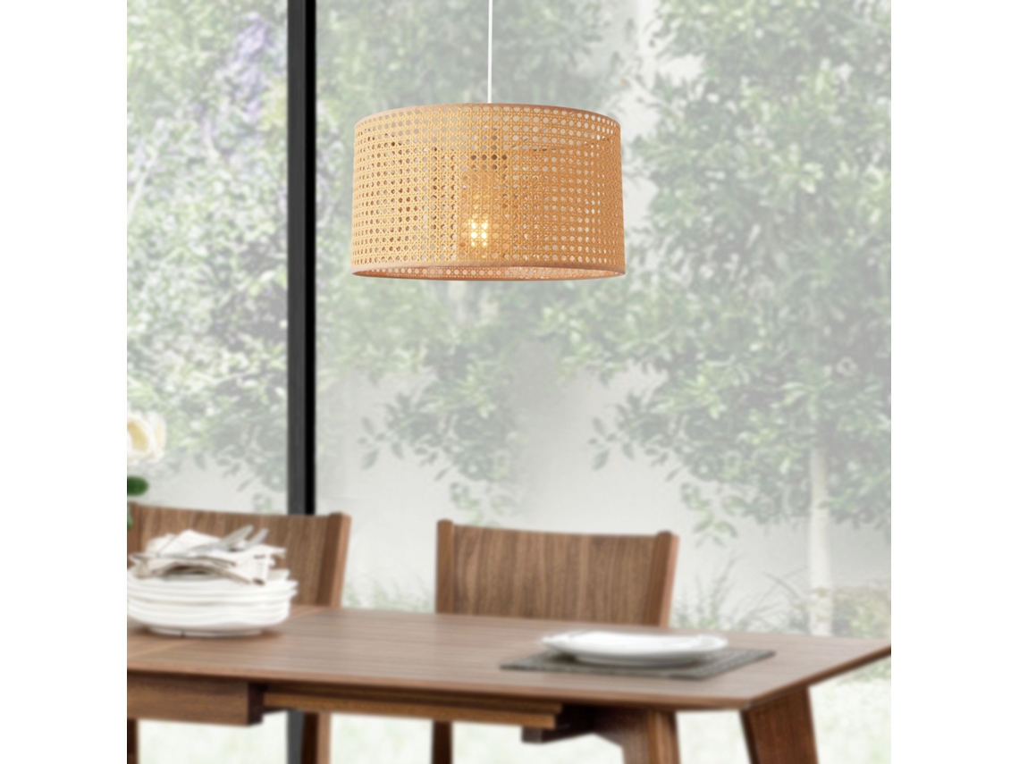 Lámpara colgante Shrewsbury altura regulable metal plástico 1 x E27 160 x Ø 32 cm - Blanco y Beige LUX.PRO