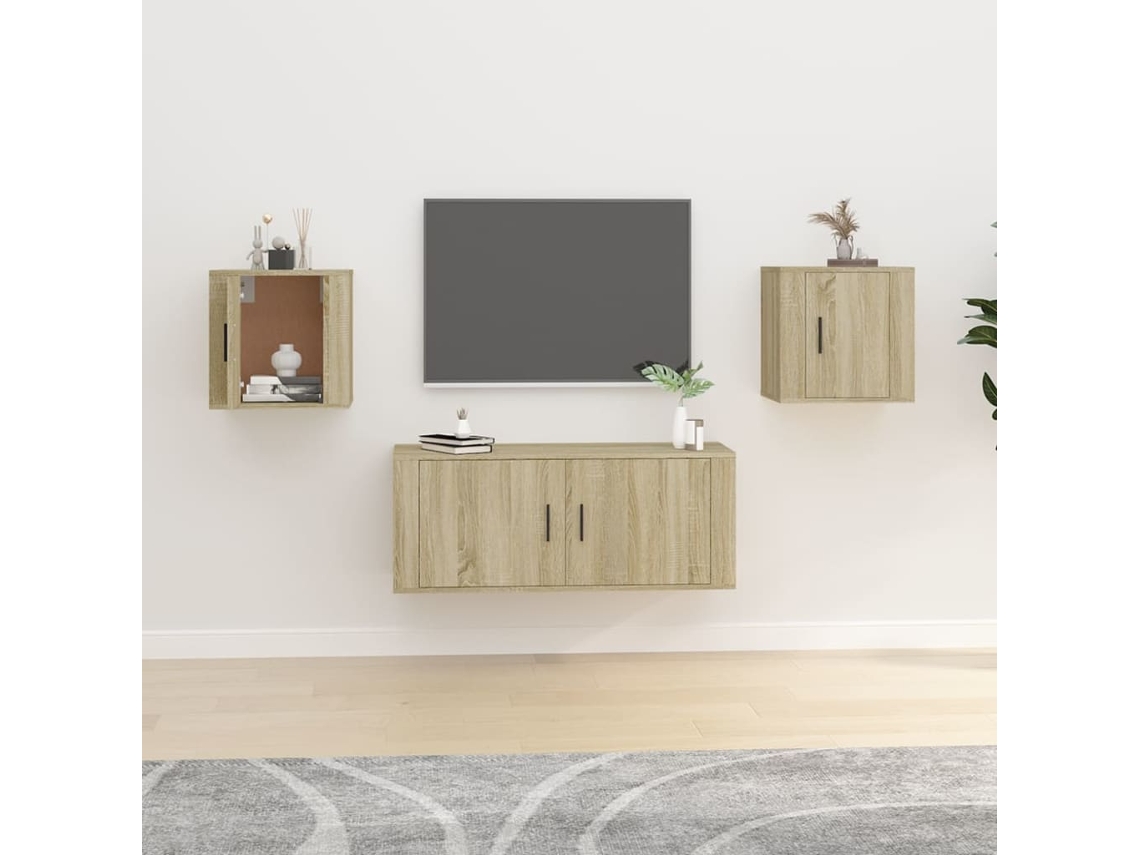 Estantería/Muebles de TV de Pared 2 Pzs 40X34,5X40 Cm Roble Sonoma