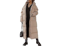 Fasst-abrigo Largo Acolchado Para Mujer Con Capucha, Chaqueta De Plumas Manga Larga Impermeable Y Calient