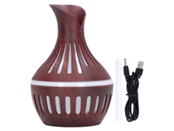 Humidificador de aromaterapia con aroma a madera, minijarrón USB, luz nocturna silenciosa, 300 ml