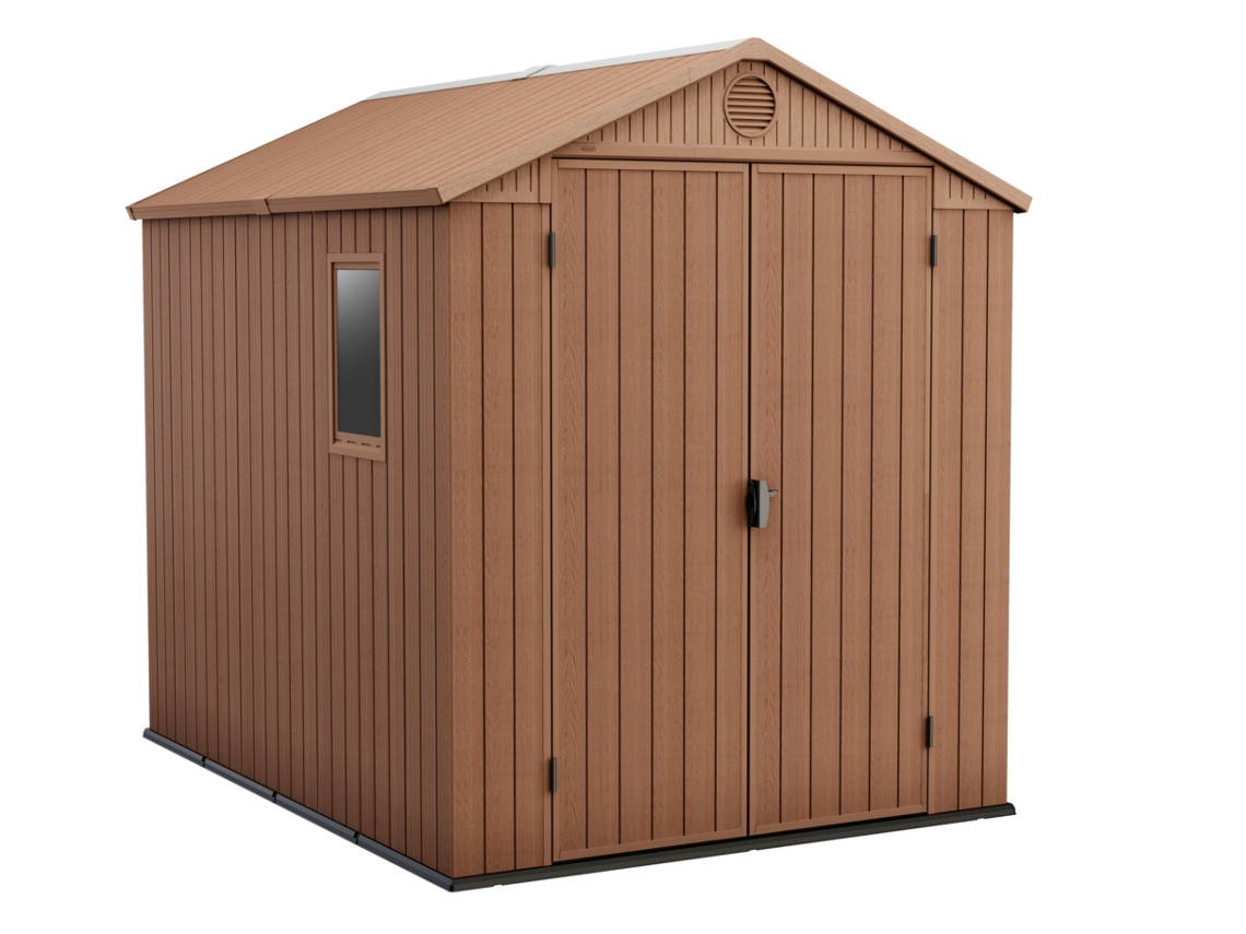 Caseta de Jardín de Resina KETER Darwin 6x8 En El (De Almacenamiento - Shed Building - Almacenamiento de Troncos - Acero Metal Madera)