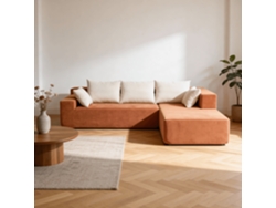 Coco Living Sofá De Salón Luna 3 Plazas - Pana Acanalada - Naranja Blanco Derecha