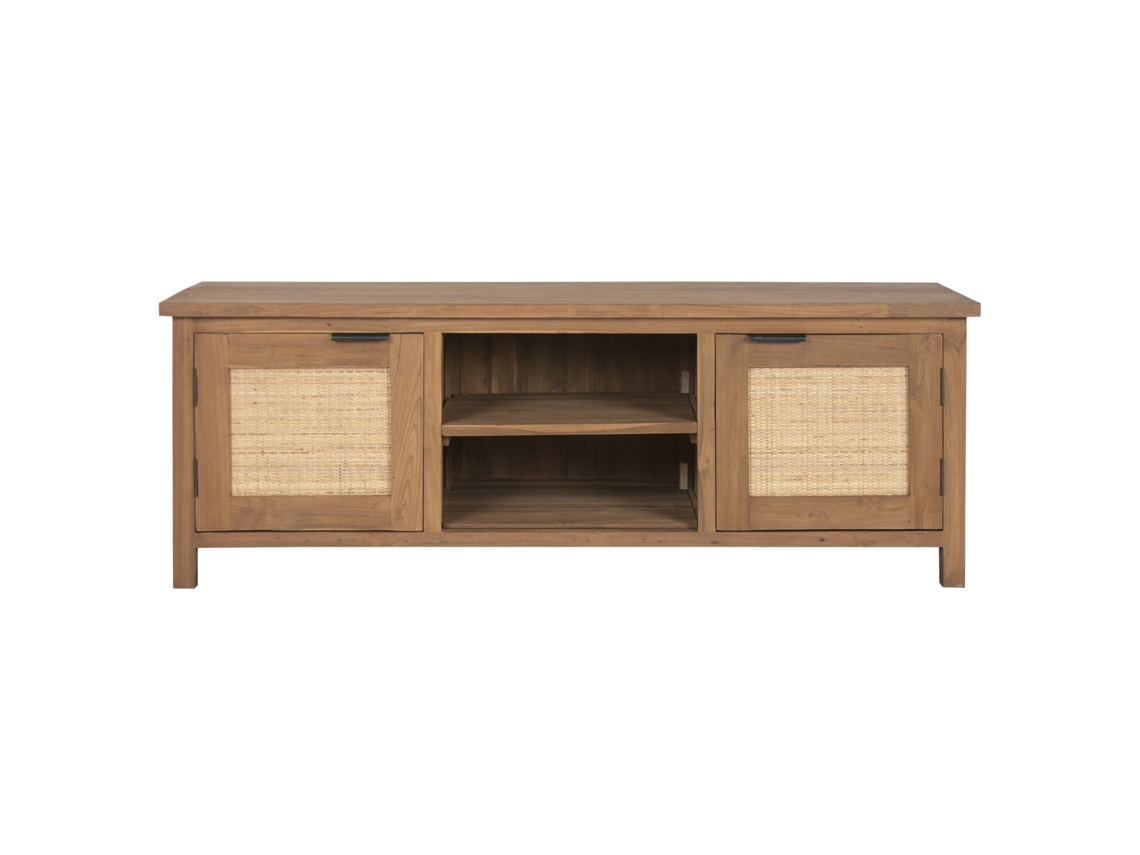 Mueble Tv Teca Reciclada Ratán Marron 140x45x50cm