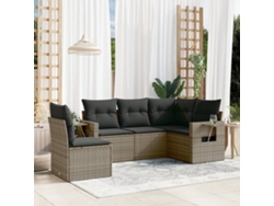 Conjunto de sofás de jardín de 5 piezas DKD Home Decor con cojines de mimbre gris