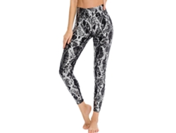 Leggings de yoga de compresión para mujer con tiro alto y estampado de serpiente negra