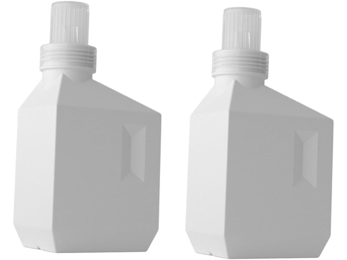 Lot De 2 Bouteilles Supplémentaires Vides En Pe 600ml, Distributeur De Lessive Plat Carré Blanc